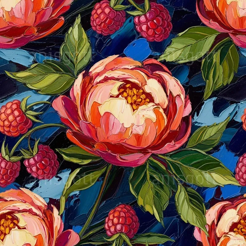 Tropical Coral Bloom Impasto Patterns