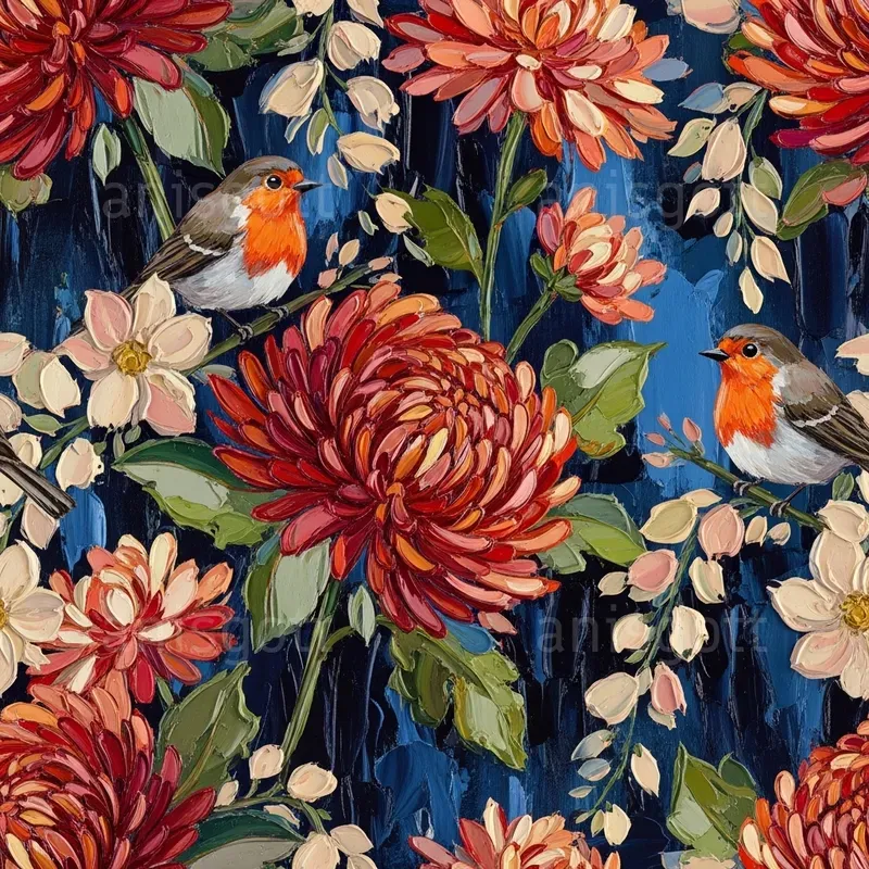 Tropical Coral Bloom Impasto Patterns