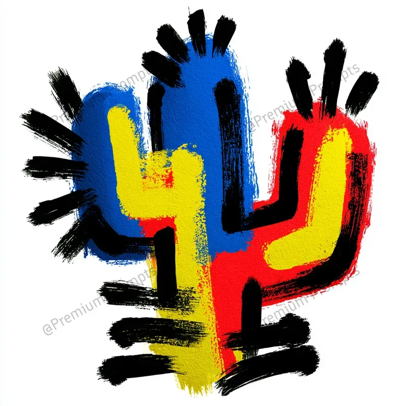 Naive Abstract Dry Brush Painted Cliparts