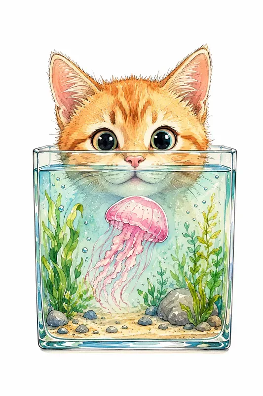 Watercolor Pets And Aquarium Art