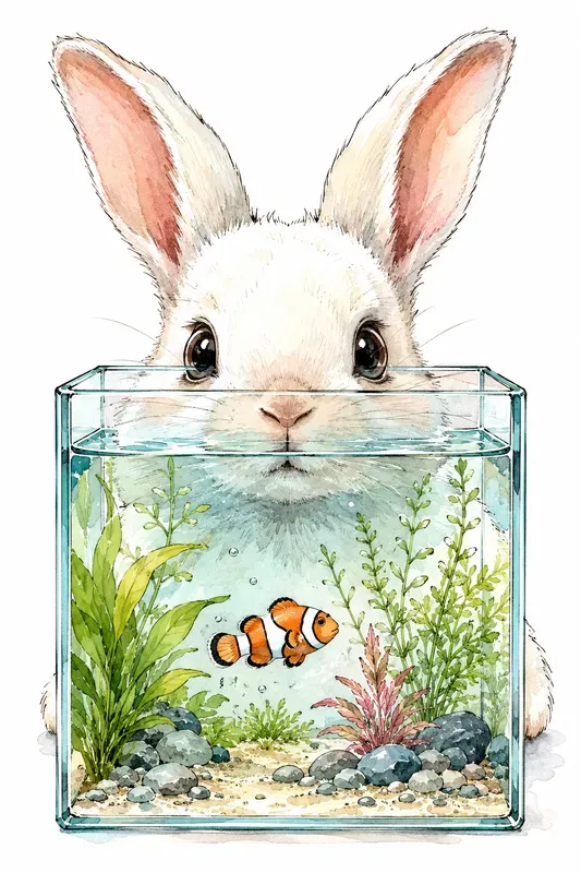 Watercolor Pets And Aquarium Art