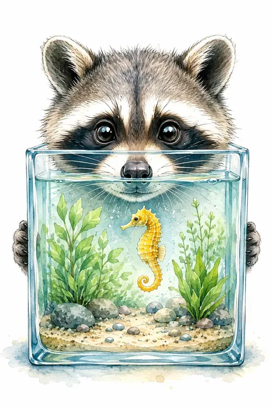 Watercolor Pets And Aquarium Art