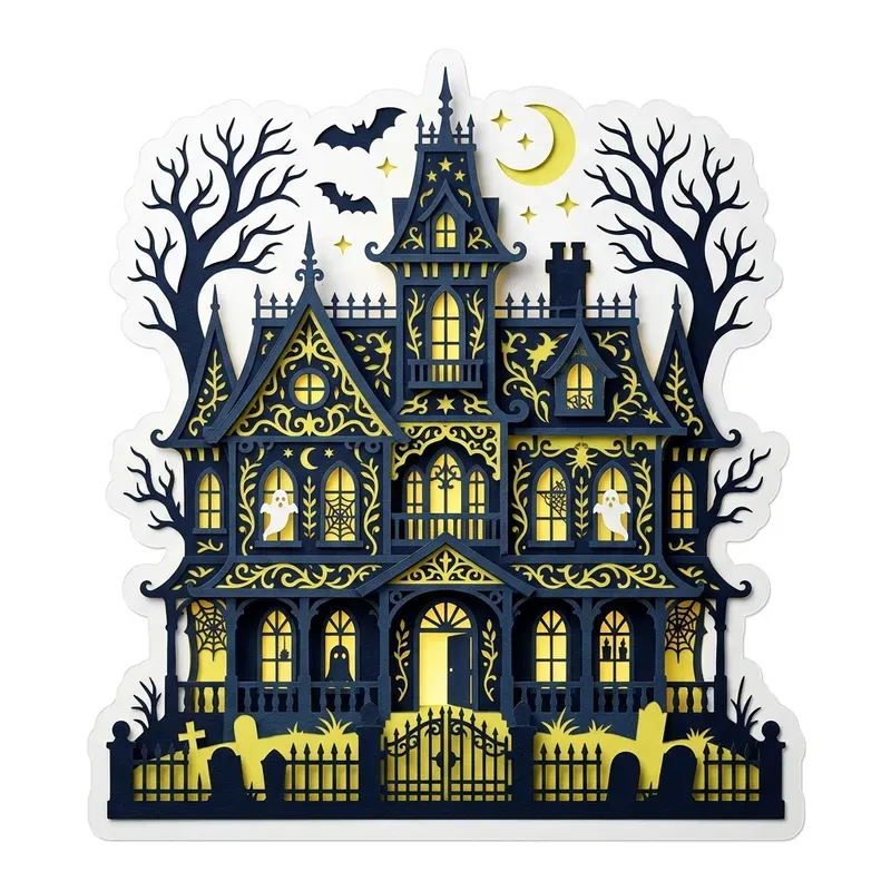 Folk Art Halloween Diecut Stickers