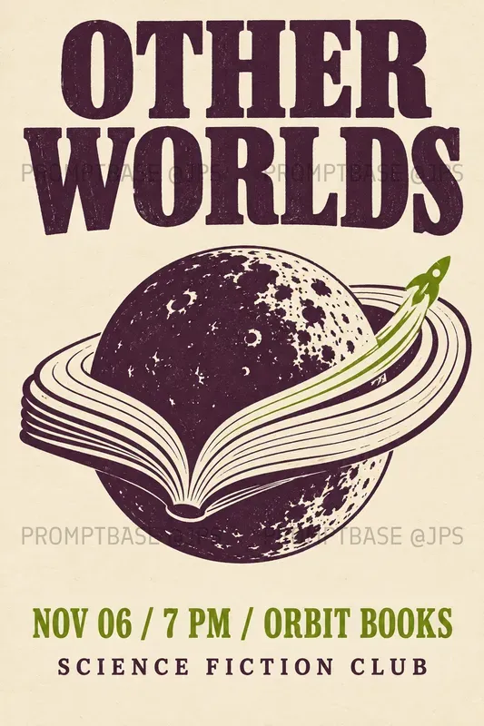 Book Club Linocut Event Posters