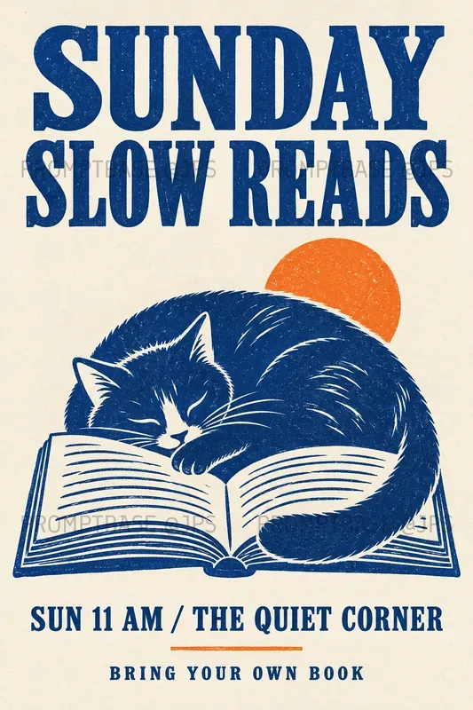 Book Club Linocut Event Posters