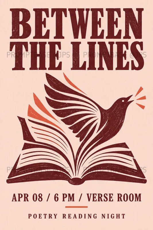 Book Club Linocut Event Posters