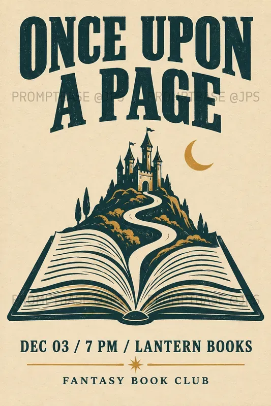 Book Club Linocut Event Posters