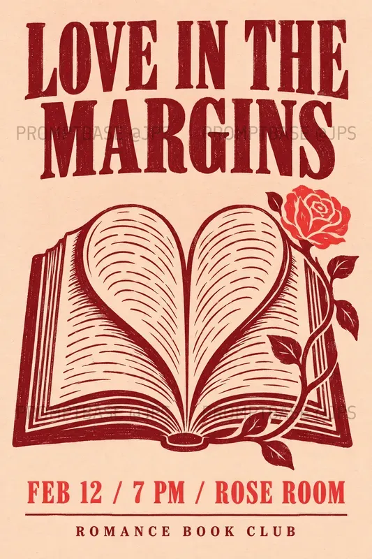 Book Club Linocut Event Posters