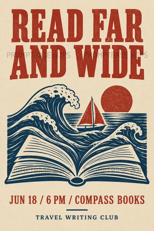 Book Club Linocut Event Posters