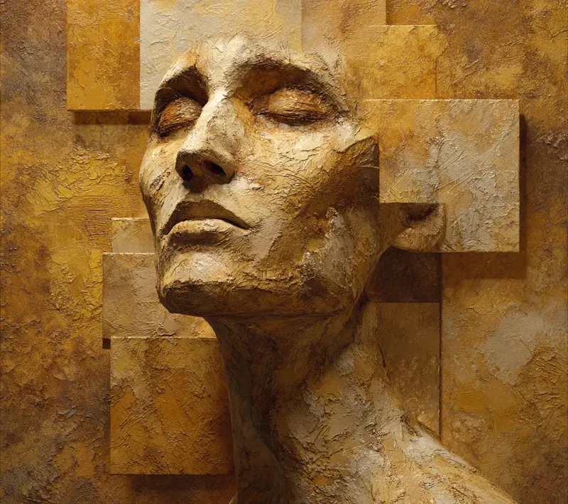 Impasto Mixed Media Sculpture Art