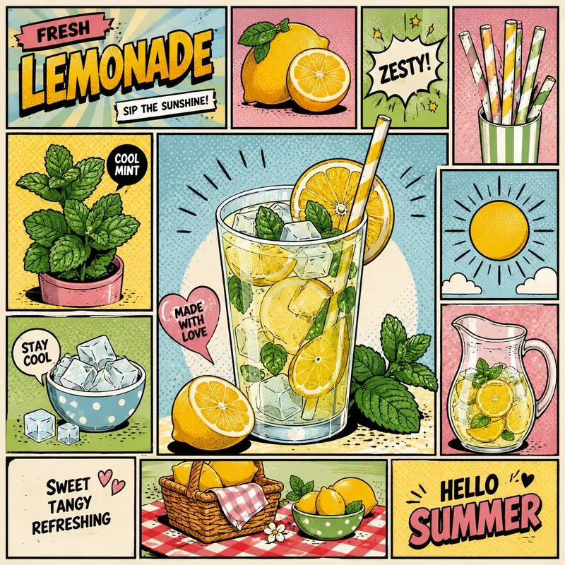 Retro Popart Summer Collage Scenes
