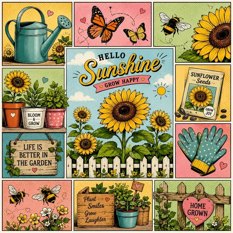 Retro Popart Summer Collage Scenes