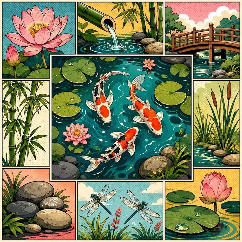 Retro Popart Summer Collage Scenes