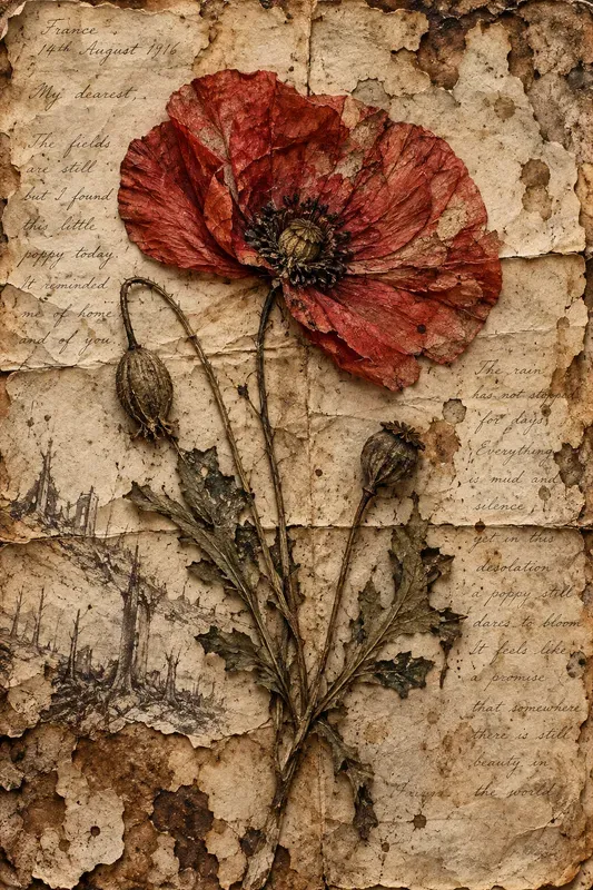 Vintage Melancholic Trench Floral Art