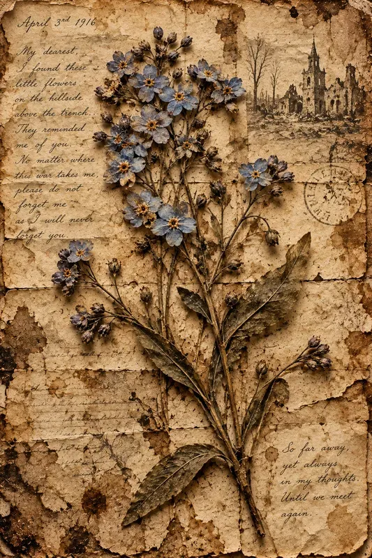 Vintage Melancholic Trench Floral Art