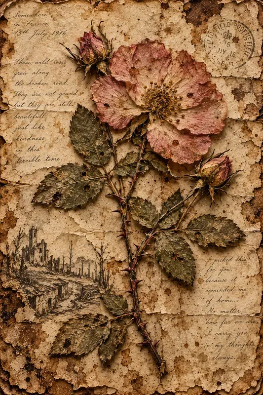 Vintage Melancholic Trench Floral Art