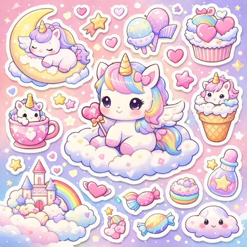 Kawaii Pastel Sticker Sheet Animals