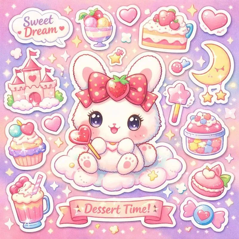 Kawaii Pastel Sticker Sheet Animals