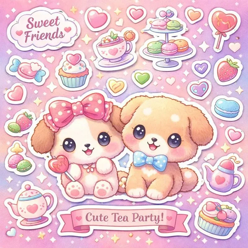 Kawaii Pastel Sticker Sheet Animals
