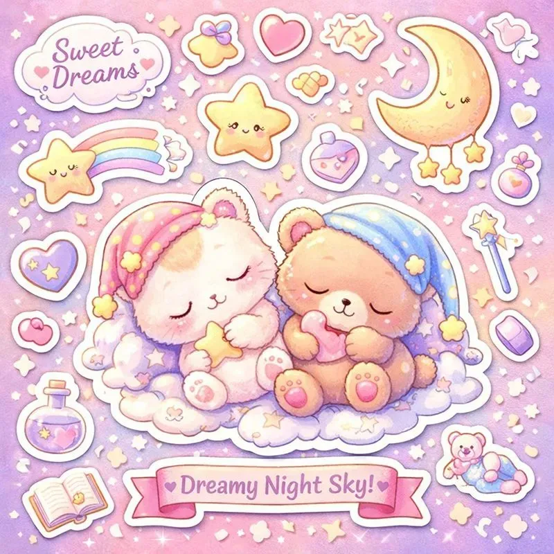 Kawaii Pastel Sticker Sheet Animals