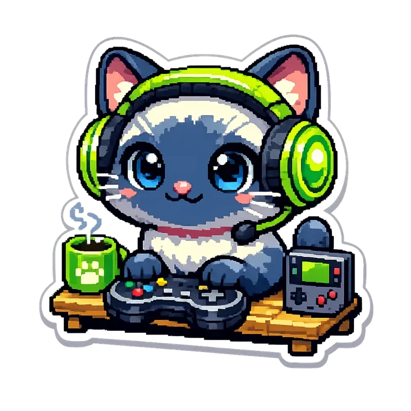 Kawaii Cat Cafe Pixel Art Sticker Sets