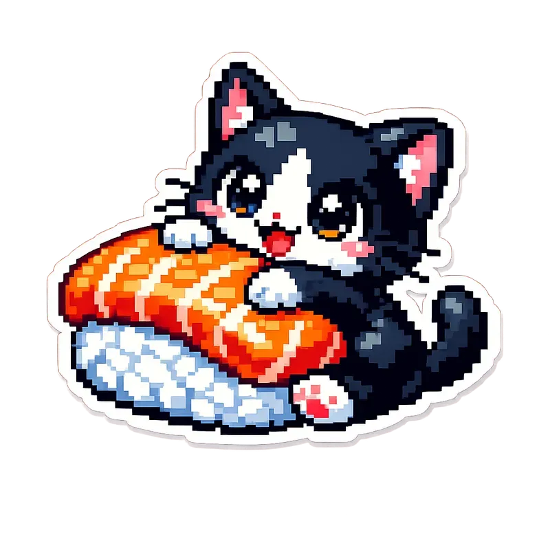 Kawaii Cat Cafe Pixel Art Sticker Sets