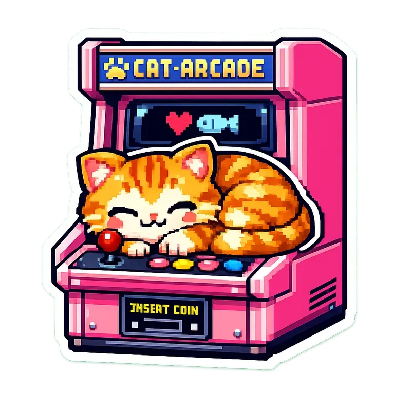 Kawaii Cat Cafe Pixel Art Sticker Sets