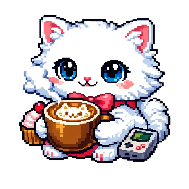 Kawaii Cat Cafe Pixel Art Sticker Sets