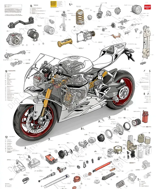 Exploded View Tech Diagrams Midjourney Prompt | PromptBase