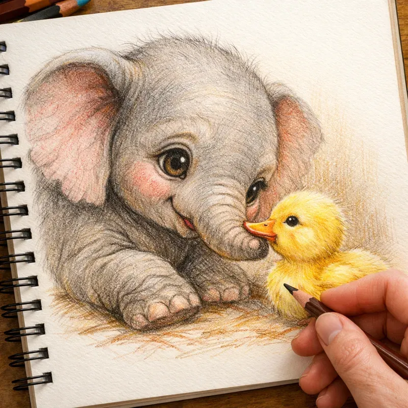 Cute Storybook Animal Pencil Art ChatGPT Image Prompt | PromptBase