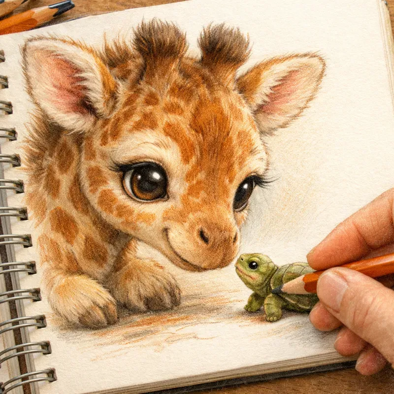 Cute Storybook Animal Pencil Art ChatGPT Image Prompt | PromptBase