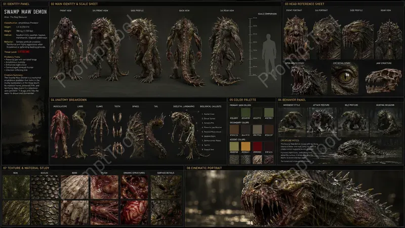Creature Character Sheet Generator ChatGPT Image Prompt | PromptBase