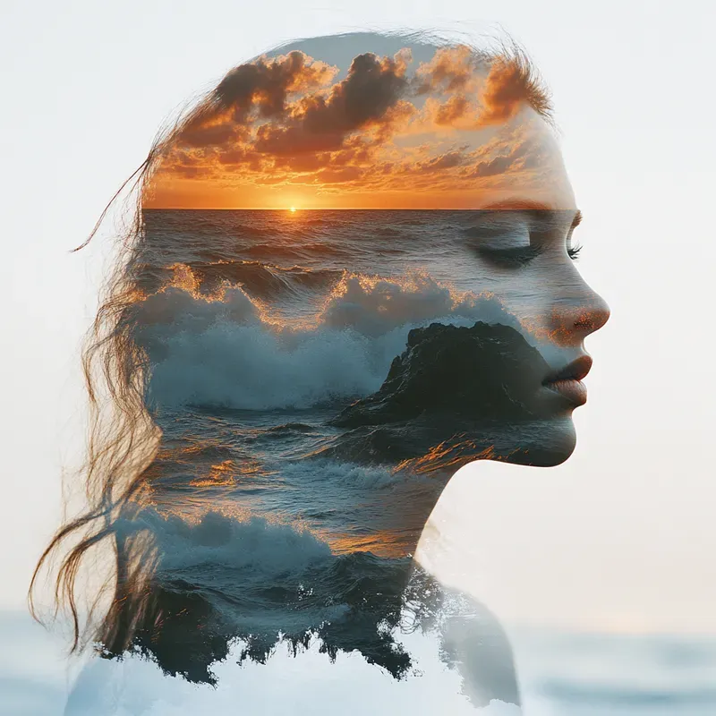 Artistic Double Exposure Portraits Midjourney Prompt | PromptBase