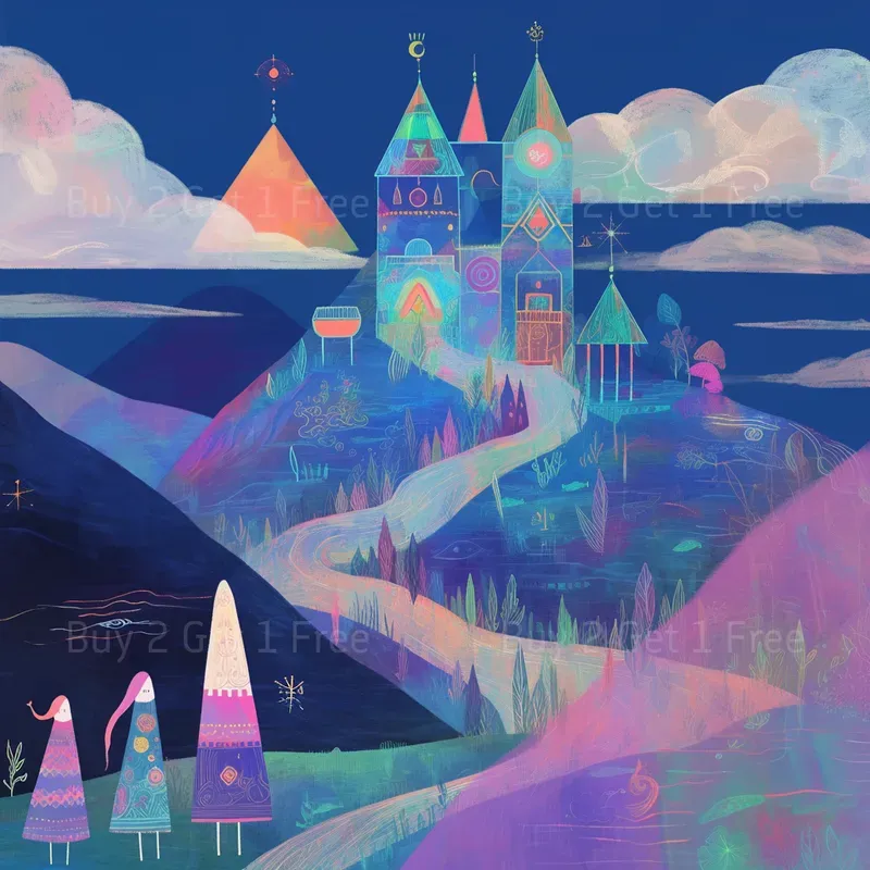 Fantasy Dreamscapes Storybook Artworks Midjourney Prompt | PromptBase