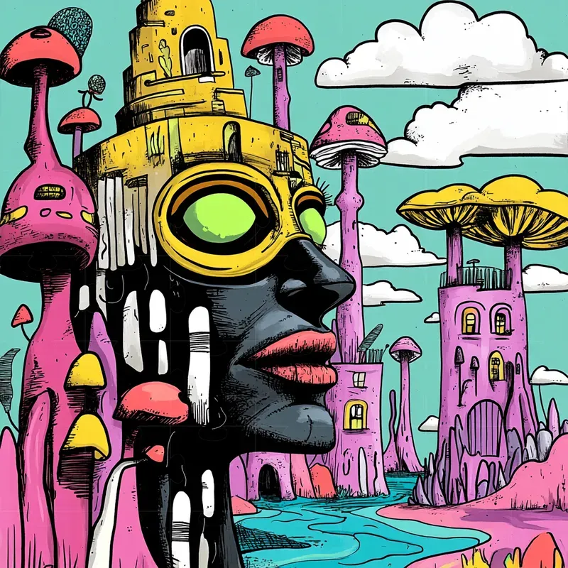 Trippy Surreal Comic Book Drawings Midjourney Prompt | PromptBase