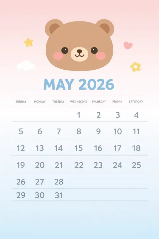 Kawaii Animal 2026 Kids Calendar Sets ChatGPT Image Prompt | PromptBase