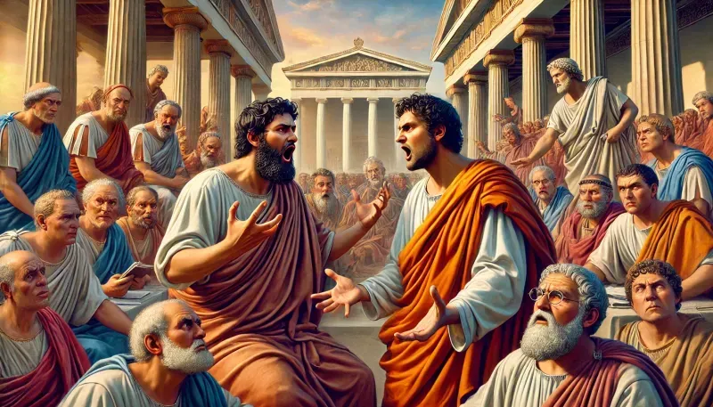 Ancient Greek Debate Scenes DALL·E Prompt | PromptBase