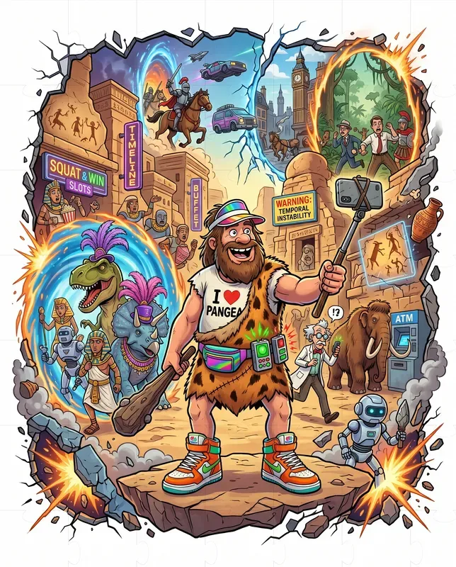 Caveman Time Disaster Tshirt Art Gemini Image Prompt | PromptBase
