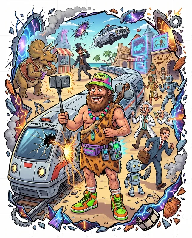 Caveman Time Disaster Tshirt Art Gemini Image Prompt | PromptBase
