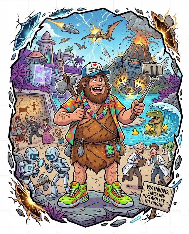 Caveman Time Disaster Tshirt Art Gemini Image Prompt | PromptBase