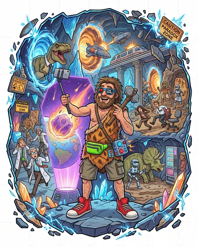 Caveman Time Disaster Tshirt Art Gemini Image Prompt | PromptBase