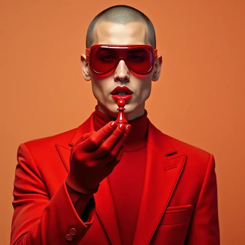 Red Foshon Stylized Red Fashion Portraits FLUX Prompt | PromptBase