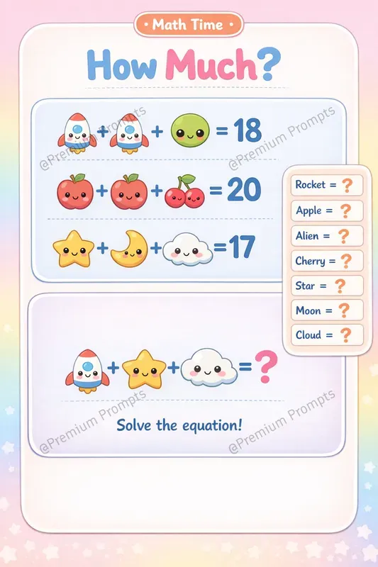 Math Answer Prompt Child How Much Math Templates For Kids Activities ChatGPT Image Prompt ...