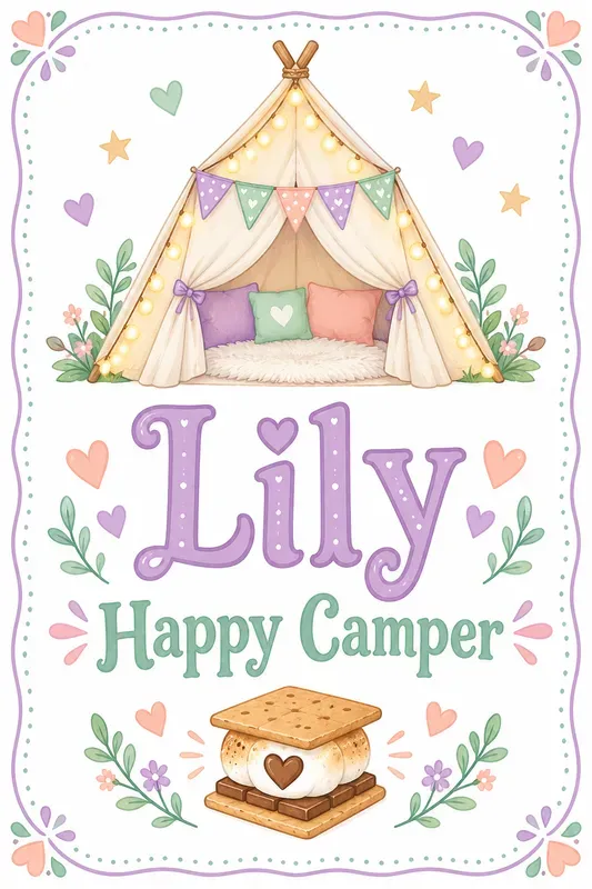 Kids Glamping Party Tent Name Signs ChatGPT Image Prompt | PromptBase
