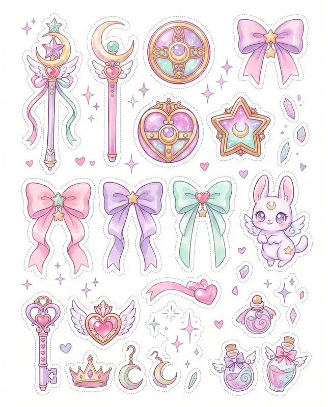 Aesthetic Diecut Sticker Sheet Kits Gemini Image Prompt | PromptBase
