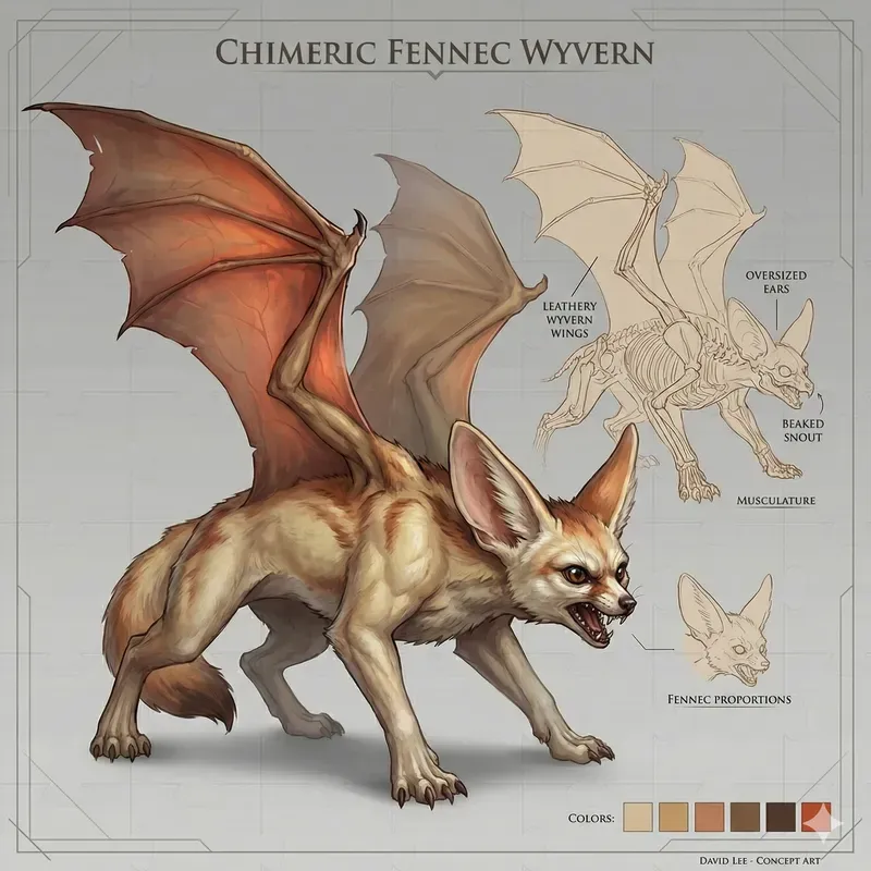 Chimeric Digital Concept Art Sheets Gemini Image Prompt | PromptBase