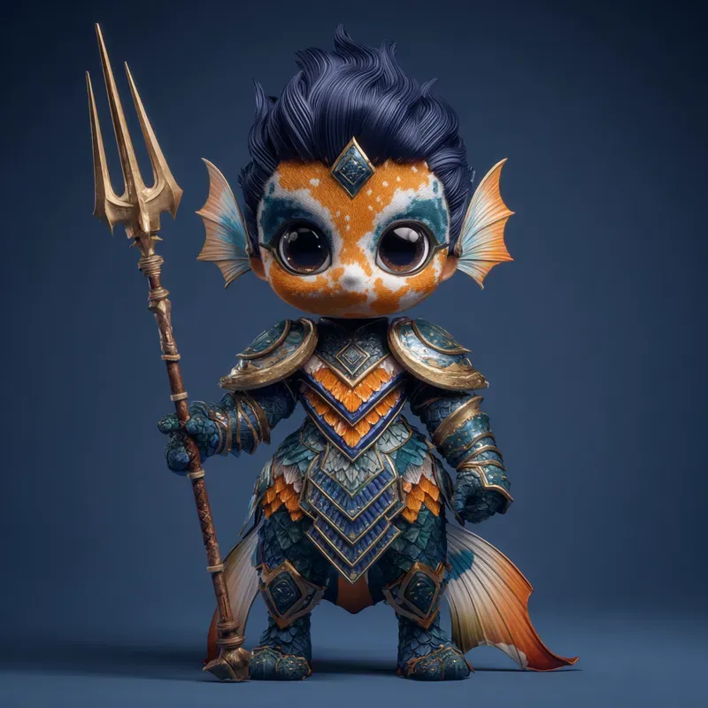 Chibi Warrior Aquatic Fantasy Fighters Midjourney Prompt | PromptBase