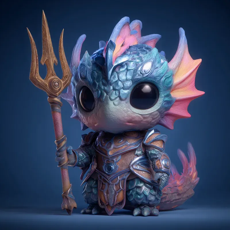 Chibi Warrior Aquatic Fantasy Fighters Midjourney Prompt | PromptBase