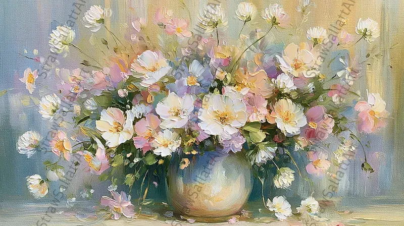 Cottagecore Impasto Painting Tv Wall Art Midjourney Prompt | PromptBase