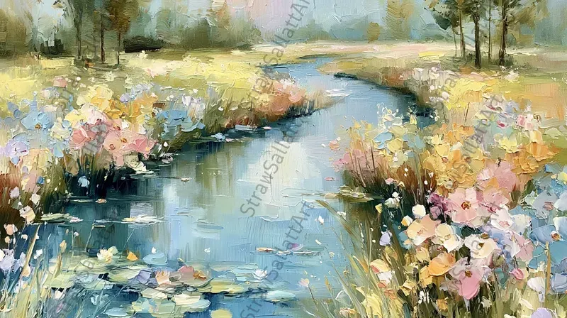 Cottagecore Impasto Painting Tv Wall Art Midjourney Prompt | PromptBase